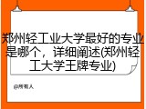 郑州轻工业大学最好的专业是哪个，详细阐述(郑州轻工大学王牌专业)