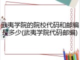 武夷学院的院校代码和邮编是多少(武夷学院代码邮编)