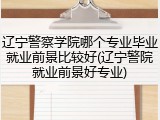 辽宁警察学院哪个专业毕业就业前景比较好(辽宁警院就业前景好专业)