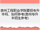 贵州工程职业学院要招专升本吗，如何参考(贵州专升本招生参考)