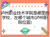 泸州职业技术学院是哪里的学校，在哪个城市(泸州职院位置)
