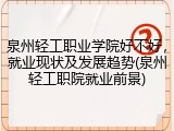 泉州轻工职业学院好不好，就业现状及发展趋势(泉州轻工职院就业前景)