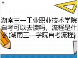 湖南三一工业职业技术学院自考可以去读吗，流程是什么(湖南三一学院自考流程)
