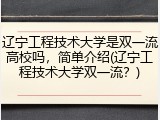 辽宁工程技术大学是双一流高校吗，简单介绍(辽宁工程技术大学双一流？)