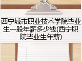 西宁城市职业技术学院毕业生一般年薪多少钱(西宁职院毕业生年薪)