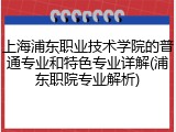 上海浦东职业技术学院的普通专业和特色专业详解(浦东职院专业解析)