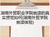 湖南外贸职业学院就读的真实感觉如何(湖南外贸学院就读体验)