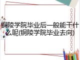 铜陵学院毕业后一般能干什么呢(铜陵学院毕业去向)