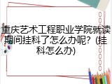 重庆艺术工程职业学院就读期间挂科了怎么办呢？(挂科怎么办)