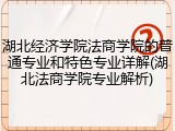 湖北经济学院法商学院的普通专业和特色专业详解(湖北法商学院专业解析)