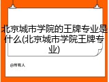 北京城市学院的王牌专业是什么(北京城市学院王牌专业)