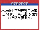 永城职业学院在哪个城市，是本科吗，第几批(永城职业学院学历批次)