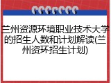 兰州资源环境职业技术大学的招生人数和计划解读(兰州资环招生计划)