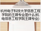 杭州电子科技大学信息工程学院的王牌专业是什么(杭电信息工程学院王牌专业)