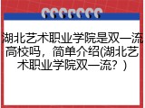 湖北艺术职业学院是双一流高校吗，简单介绍(湖北艺术职业学院双一流？)