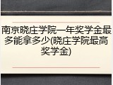 南京晓庄学院一年奖学金最多能拿多少(晓庄学院最高奖学金)