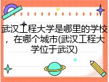 武汉工程大学是哪里的学校，在哪个城市(武汉工程大学位于武汉)