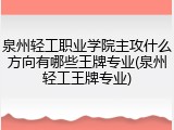 泉州轻工职业学院主攻什么方向有哪些王牌专业(泉州轻工王牌专业)