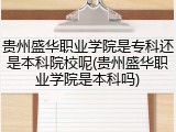 贵州盛华职业学院是专科还是本科院校呢(贵州盛华职业学院是本科吗)