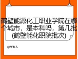 鹤壁能源化工职业学院在哪个城市，是本科吗，第几批(鹤壁能化职院批次)