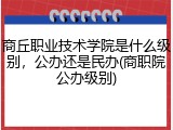 商丘职业技术学院是什么级别，公办还是民办(商职院公办级别)