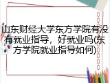 山东财经大学东方学院有没有就业指导，好就业吗(东方学院就业指导如何)