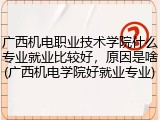 广西机电职业技术学院什么专业就业比较好，原因是啥(广西机电学院好就业专业)