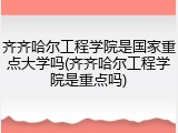 齐齐哈尔工程学院是国家重点大学吗(齐齐哈尔工程学院是重点吗)