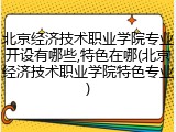 北京经济技术职业学院专业开设有哪些,特色在哪(北京经济技术职业学院特色专业)