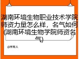 湖南环境生物职业技术学院师资力量怎么样，名气如何(湖南环境生物学院师资名气)