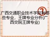 广西交通职业技术学院有哪些专业，王牌专业分析(广西交院王牌专业)