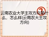 云南农业大学主攻方向是什么，怎么样(云南农大主攻方向)
