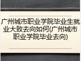 广州城市职业学院毕业生就业大致去向如何(广州城市职业学院毕业去向)