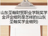 山东圣翰财贸职业学院奖学金评定细则是怎样的(山东圣翰奖学金细则)