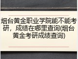 烟台黄金职业学院能不能考研，成绩在哪里查询(烟台黄金考研成绩查询)