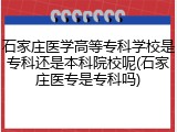 石家庄医学高等专科学校是专科还是本科院校呢(石家庄医专是专科吗)