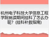 杭州电子科技大学信息工程学院就读期间挂科了怎么办呢？(挂科补救指南)