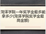 菏泽学院一年奖学金最多能拿多少(菏泽学院奖学金最高金额)
