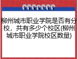 柳州城市职业学院是否有分校，共有多少个校区(柳州城市职业学院校区数量)