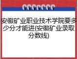 安徽矿业职业技术学院要多少分才能进(安徽矿业录取分数线)