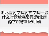 湖北医药学院药护学院一般什么时候放寒暑假(湖北医药学院寒暑假时间)