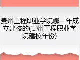 贵州工程职业学院哪一年成立建校的(贵州工程职业学院建校年份)