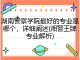 湖南警察学院最好的专业是哪个，详细阐述(湘警王牌专业解析)