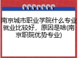 南京城市职业学院什么专业就业比较好，原因是啥(南京职院优势专业)