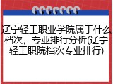 辽宁轻工职业学院属于什么档次，专业排行分析(辽宁轻工职院档次专业排行)