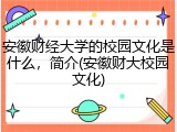 安徽财经大学的校园文化是什么，简介(安徽财大校园文化)