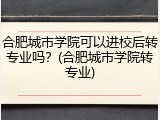合肥城市学院可以进校后转专业吗？(合肥城市学院转专业)