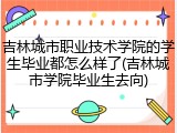 吉林城市职业技术学院的学生毕业都怎么样了(吉林城市学院毕业生去向)