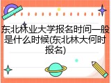 东北林业大学报名时间一般是什么时候(东北林大何时报名)