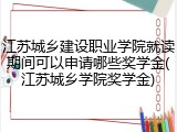 江苏城乡建设职业学院就读期间可以申请哪些奖学金(江苏城乡学院奖学金)